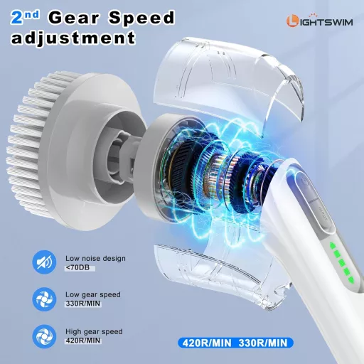 Lightswim 7 az 1-ben elektromos kefe 420 RPM, 2 sebességgel, hosszabbítókarral