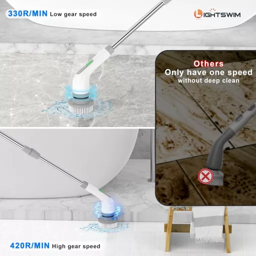 Lightswim 7 az 1-ben elektromos kefe 420 RPM, 2 sebességgel, hosszabbítókarral