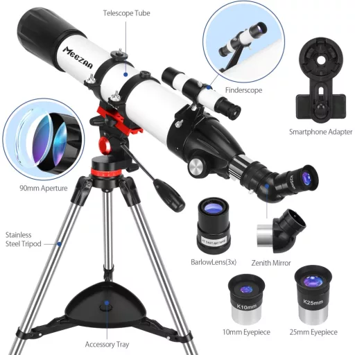 MEEZAA 90mm Refraktor Teleszkóp 800mm Csillagászati Megfigyeléshez