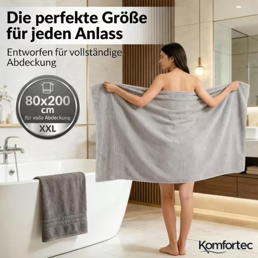 Komfortec 2 db szauna fürdőlepedő 80x200 cm 100% pamut antracit/ezüst