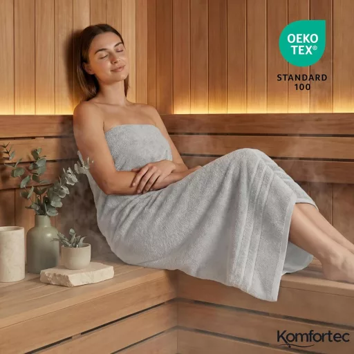 Komfortec 2 db szauna fürdőlepedő 80x200 cm 100% pamut antracit/ezüst