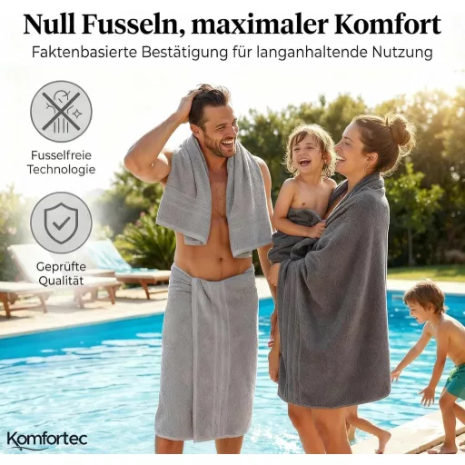 Komfortec 2 db szauna fürdőlepedő 80x200 cm 100% pamut antracit/ezüst