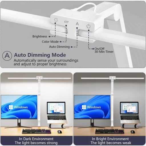 KableRika LED Asztali Lámpa 24W Dimmelhető Dupla Fej 80cm Szem Védelem
