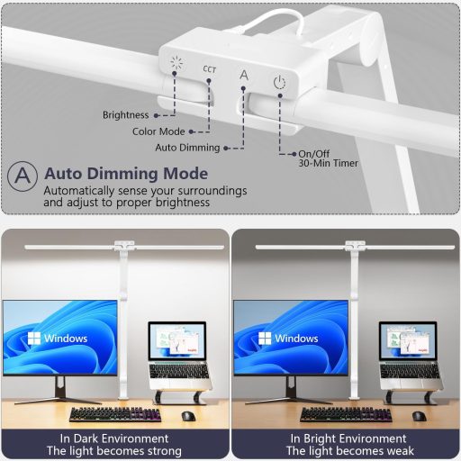 KableRika LED Asztali Lámpa 24W Dimmelhető Dupla Fej 80cm Szem Védelem