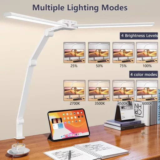 KableRika LED Asztali Lámpa 24W Dimmelhető Dupla Fej 80cm Szem Védelem