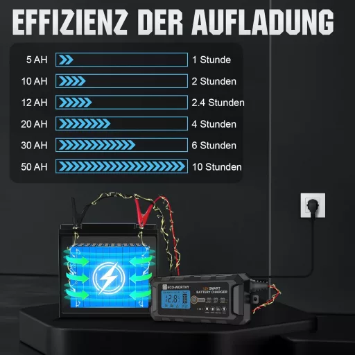 ECO-WORTHY 5A LiFePO4 Autó Akkumulátor Töltő 12V Lítium Akkuhoz
