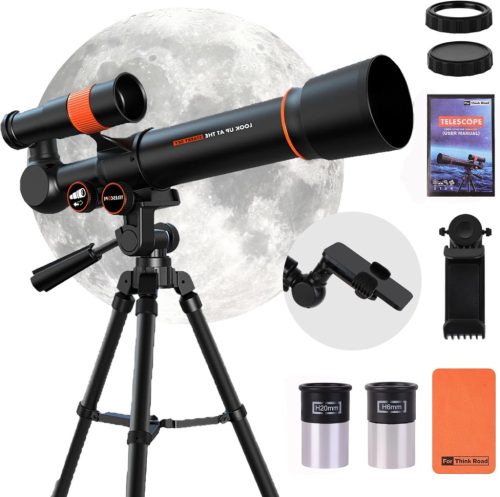 Telescop Astronomic Hyrenee pentru începători - Telescop refractor cu trepied ajustabil și adaptor pentru telefon, pentru copii și adulți