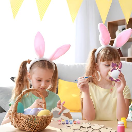 Matogle 9-dijelni Uskršnji Zeko Drveni Set Ogledala za Djecu - DIY Set Ručnih Ogledala za Bojanje