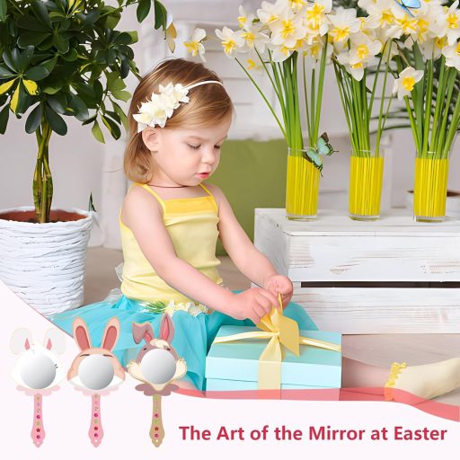 Matogle 9-dijelni Uskršnji Zeko Drveni Set Ogledala za Djecu - DIY Set Ručnih Ogledala za Bojanje