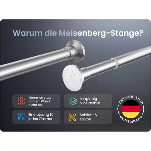 MEISENBERG Teleskopická sprchová tyč 90-160 cm, strieborná, bez vŕtania