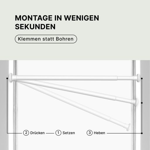 MEISENBERG Fúrás Nélküli Függönyrúd Fehér 25mm Teleszkópos 70-120cm