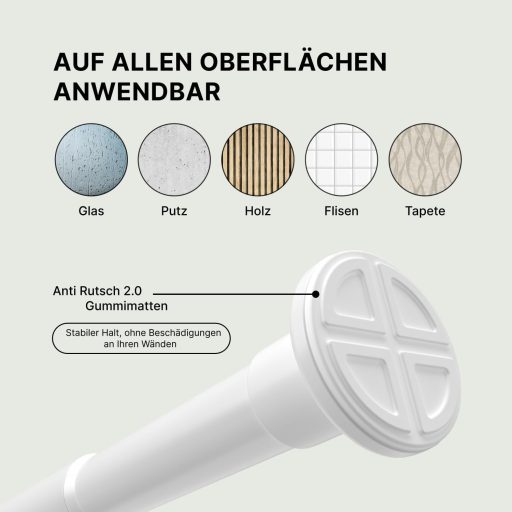 MEISENBERG Fúrás Nélküli Függönyrúd Fehér 25mm Teleszkópos 70-120cm