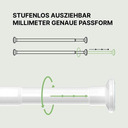 MEISENBERG Fúrás Nélküli Függönyrúd Fehér 25mm Teleszkópos 70-120cm