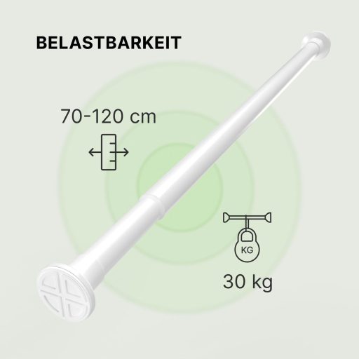MEISENBERG Fúrás Nélküli Függönyrúd Fehér 25mm Teleszkópos 70-120cm