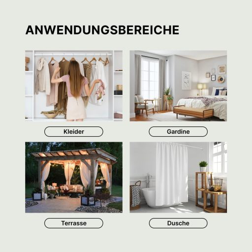 MEISENBERG Fúrás Nélküli Függönyrúd Fehér 25mm Teleszkópos 70-120cm