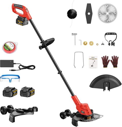Conentool 1000W Motocoasă cu Acumulator, Trimmer de Margini 24V, Motor Fără Perii, 2 Acumulatori de 4000mAh, 3 Lame de Tăiere, Lățime de Tăiere 30cm, Pi