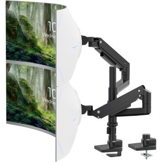   PUTORSEN Dual Monitor Tartó 17-49 Colos Képernyőhöz, Gázrugós Asztali Konzol, Magasságállítható Forgó Rögzítés