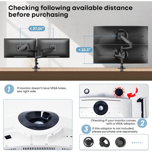 PUTORSEN Dual Monitor Tartó 17-49 Colos Képernyőhöz, Gázrugós Asztali Konzol, Magasságállítható Forgó Rögzítés