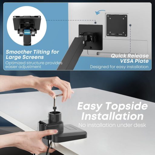 PUTORSEN Dual Monitor Tartó 17-49 Colos Képernyőhöz, Gázrugós Asztali Konzol, Magasságállítható Forgó Rögzítés