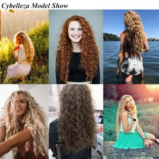 Cybelleza Clip-In Predlžovanie Vlasov - 6-dielna Sada Vlnitých Príčeskov 50 cm, Tmavohnedá a Červenohnedá, Hodvábne Syntetické Zahusťovanie Vlasov