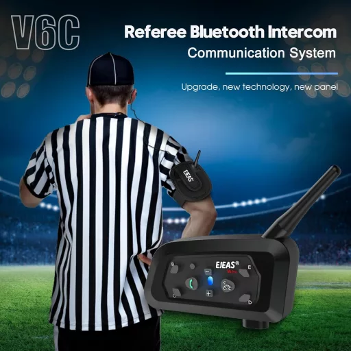 EJEAS V6C Bluetooth Intercom Fejhallgató Futball Kézilabda Bíróhoz 800m 2db