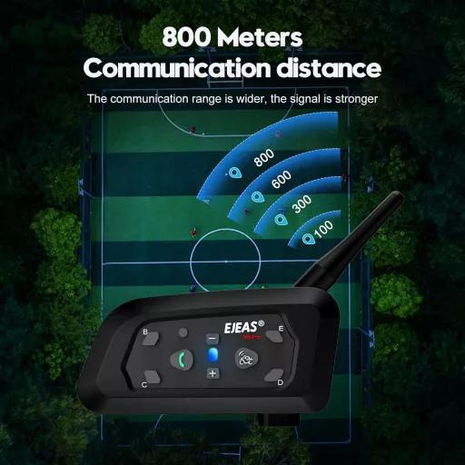 EJEAS V6C Bluetooth Intercom Fejhallgató Futball Kézilabda Bíróhoz 800m 2db