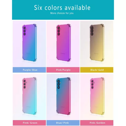 HONLEN Samsung Galaxy A55 5G tok, átlátszó gradiens TPU szilikon, kék-rózsaszín