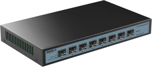 SODOLA 10G Menedzselhető Hálózati Switch 8 SFP+ Porttal - Fali, Ventilátor Nélküli, 160G Sávszélesség, VLAN/QoS/LACP Támogatás, NAS/Szerver 