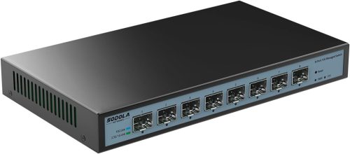 SODOLA 10G Menedzselhető Hálózati Switch 8 SFP+ Porttal - Fali, Ventilátor Nélküli, 160G Sávszélesség, VLAN/QoS/LACP Támogatás, NAS/Szerver 