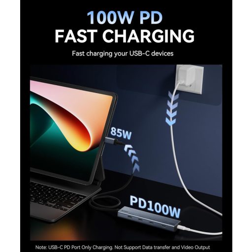 Aceele USB-C Hub 10Gbps 4 Port 100W tápellátás MacBook Pro/Air iPad Pro laptophoz