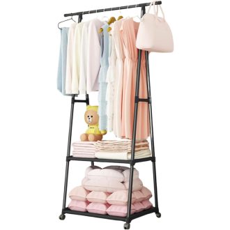   MAGIC SELECT Trojuholníkový stojan na šaty s 2 látkovými policami a hornou tyčou