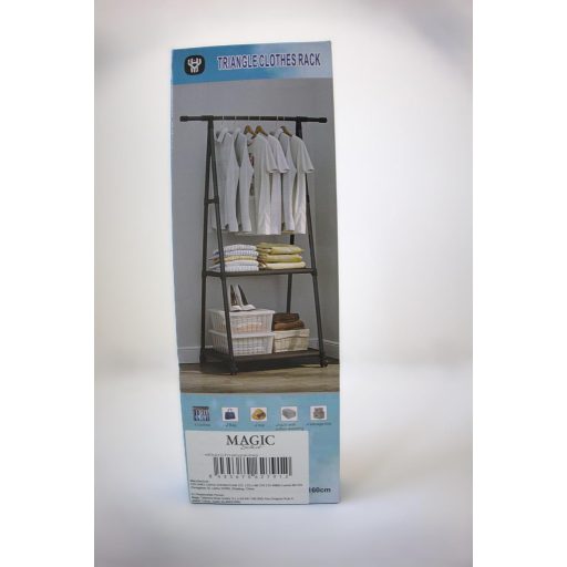MAGIC SELECT Háromszögletű Ruhaállvány 2 Szövetpolccal és Felső Rúddal