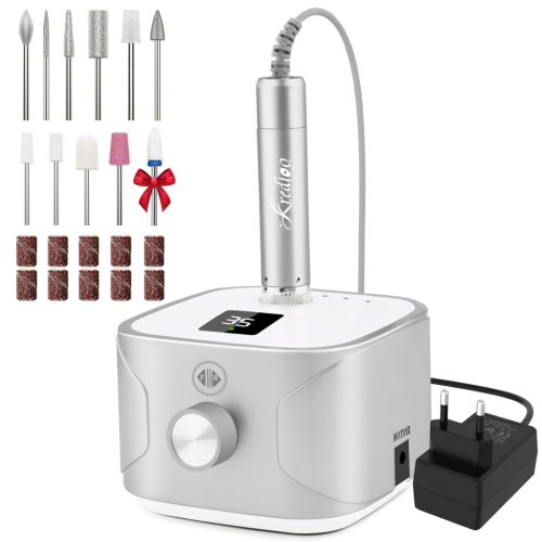 Kredioo Freză electrică LED pentru unghii gel și acril - 35000 RPM, 11 capete, Argintiu
