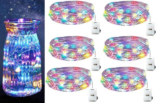 Huayifa LED szalag  6 db - Elemes Mikroégősor 2m 20 LED Multicolor - 3 Világítási Mód - Esküvői, Karácsonyi, Beltéri Dekoráció