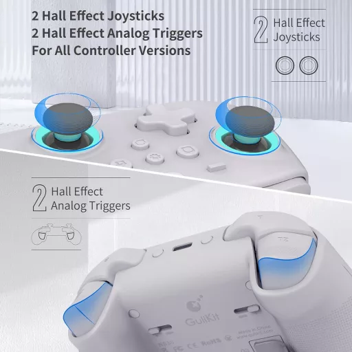 GuliKit KK3 Max Bluetooth Kontroller - Hall Effekt Joystick, Állítható Ravaszok, Cserélhető Paddlek, Switch/OLED/PC Kompatibilis, Drift-ment