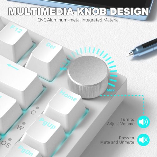 A.JAZZ AK820 75% TKL Mechanikus Billentyűzet, Hot-Swap Kék Switch, Gasket Mount, Fehér