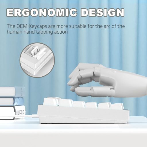 A.JAZZ AK820 75% TKL Mechanikus Billentyűzet, Hot-Swap Kék Switch, Gasket Mount, Fehér