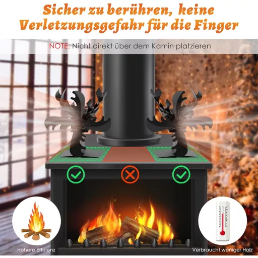 Behozel 4-lopatkový ventilátor na kachle, bez potreby napájania, tichá prevádzka, efektívne rozptýlenie tepla