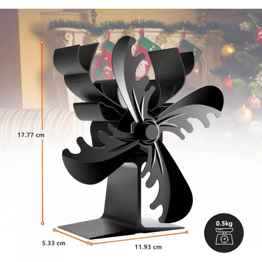 Behozel 4 lapátos kályha ventilátor, áramellátás nélküli, csendes működés, hatékony hőelosztás