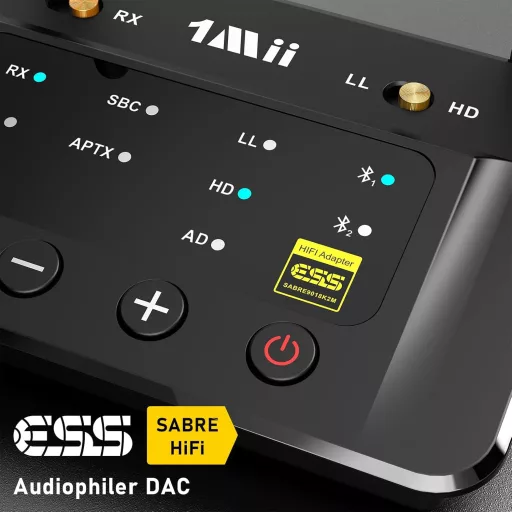 1Mii B03Pro Bluetooth 5.3 adó-vevő 2 fejhallgatóhoz, HiFi adapter DAC-kal