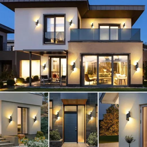 Lampă de perete LED SANSHI 10W IP65 Impermeabilă pentru exterior și interior, iluminat 3000K Alb Cald Modernă cu direcție Sus-Jos pentru Grădină, Balcon, Terasă