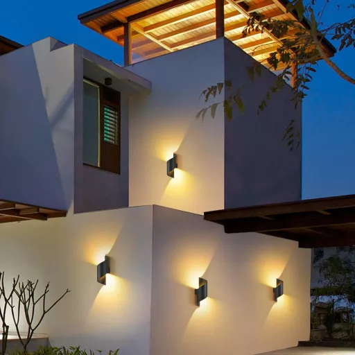 Lampă de perete LED SANSHI 10W IP65 Impermeabilă pentru exterior și interior, iluminat 3000K Alb Cald Modernă cu direcție Sus-Jos pentru Grădină, Balcon, Terasă