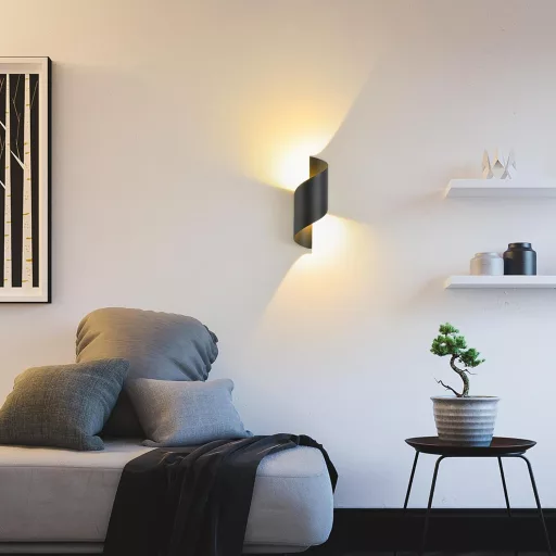 Lampă de perete LED SANSHI 10W IP65 Impermeabilă pentru exterior și interior, iluminat 3000K Alb Cald Modernă cu direcție Sus-Jos pentru Grădină, Balcon, Terasă