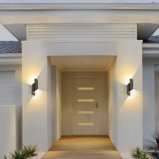 Lampă de perete LED SANSHI 10W IP65 Impermeabilă pentru exterior și interior, iluminat 3000K Alb Cald Modernă cu direcție Sus-Jos pentru Grădină, Balcon, Terasă