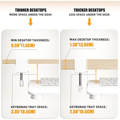 Tavă pentru tastatură ERGOMAKER 65x30cm, cu clips, sertar culisant pentru calculator, alb