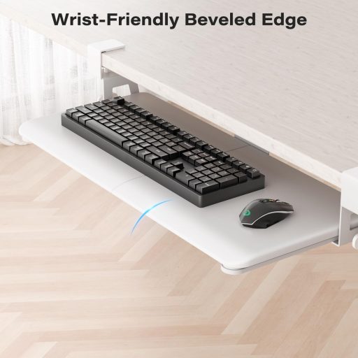 Tavă pentru tastatură ERGOMAKER 65x30cm, cu clips, sertar culisant pentru calculator, alb
