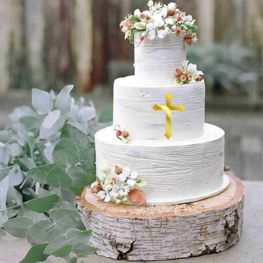 ALEGRE Set ukrasa za tortu Zlatni Križ - 8x11 cm, 4 kom Akrilni ukrasi za Krštenje, Prvu Pričest, Vjenčanje, Baby Shower, za Dječake i Djevojčice