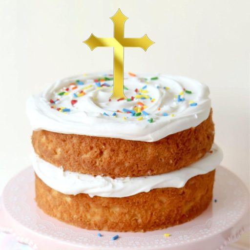 ALEGRE Set ukrasa za tortu Zlatni Križ - 8x11 cm, 4 kom Akrilni ukrasi za Krštenje, Prvu Pričest, Vjenčanje, Baby Shower, za Dječake i Djevojčice