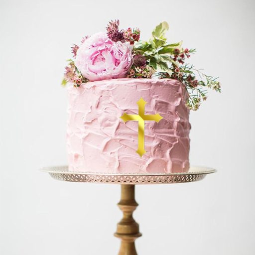ALEGRE Set ukrasa za tortu Zlatni Križ - 8x11 cm, 4 kom Akrilni ukrasi za Krštenje, Prvu Pričest, Vjenčanje, Baby Shower, za Dječake i Djevojčice