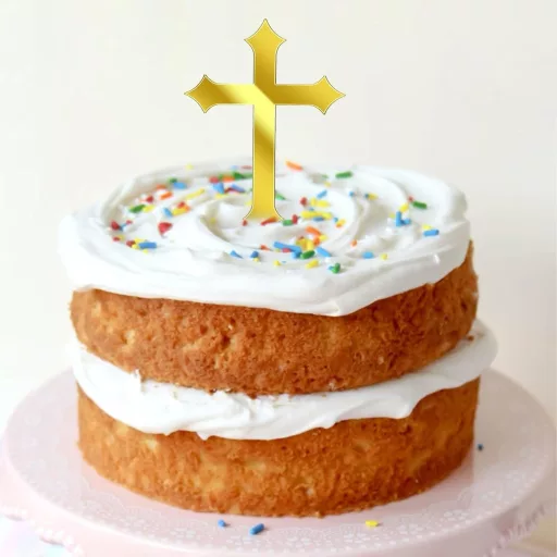 ALEGRE Arany Kereszt Tortadísz Szett - 8x11 cm, 4 db Akril Dekoráció Keresztelőre, Elsőáldozásra, Esküvőre, Babaváróra, Fiúknak és Lányoknak